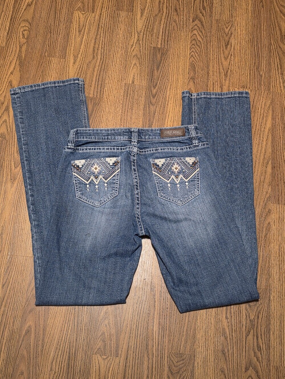 Rock & Roll Womens Bootcut Jeans W28 L36 Western Blue Denim Cowgirl Rodeo E1